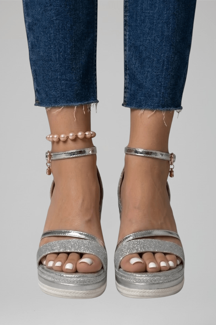 Women's Cushioned Wedge Sandals with Ankle Strap and Platform Sole