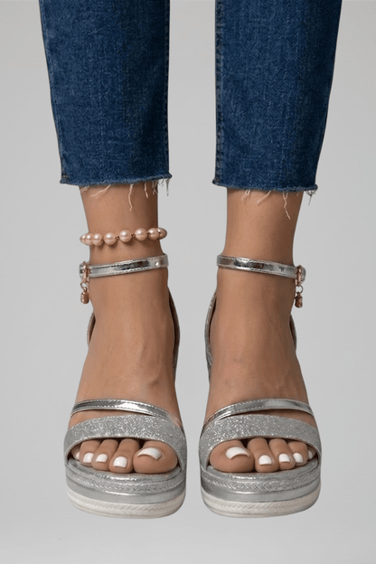 Women's Cushioned Wedge Sandals with Ankle Strap and Platform Sole