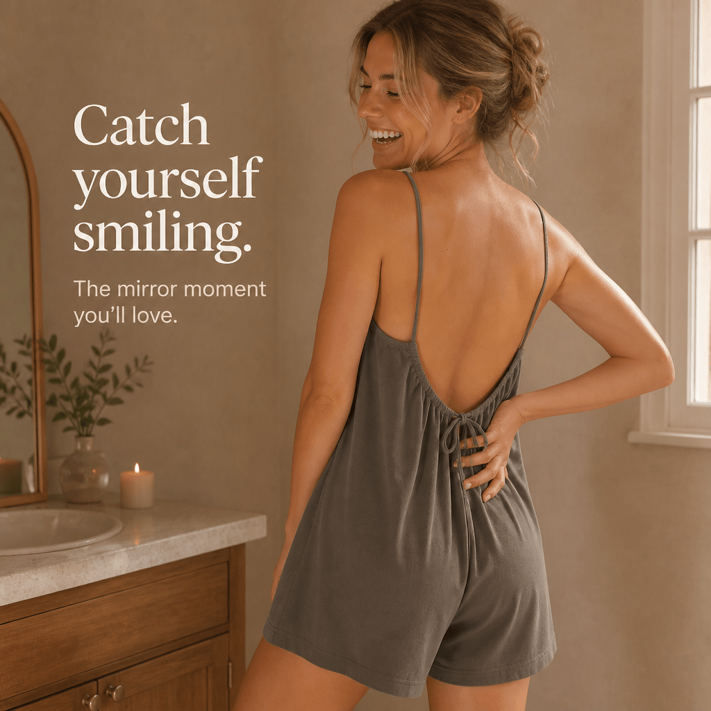 Backdrift Loose Linen-Look Playsuit with Scooped Tie Back and Side Pockets