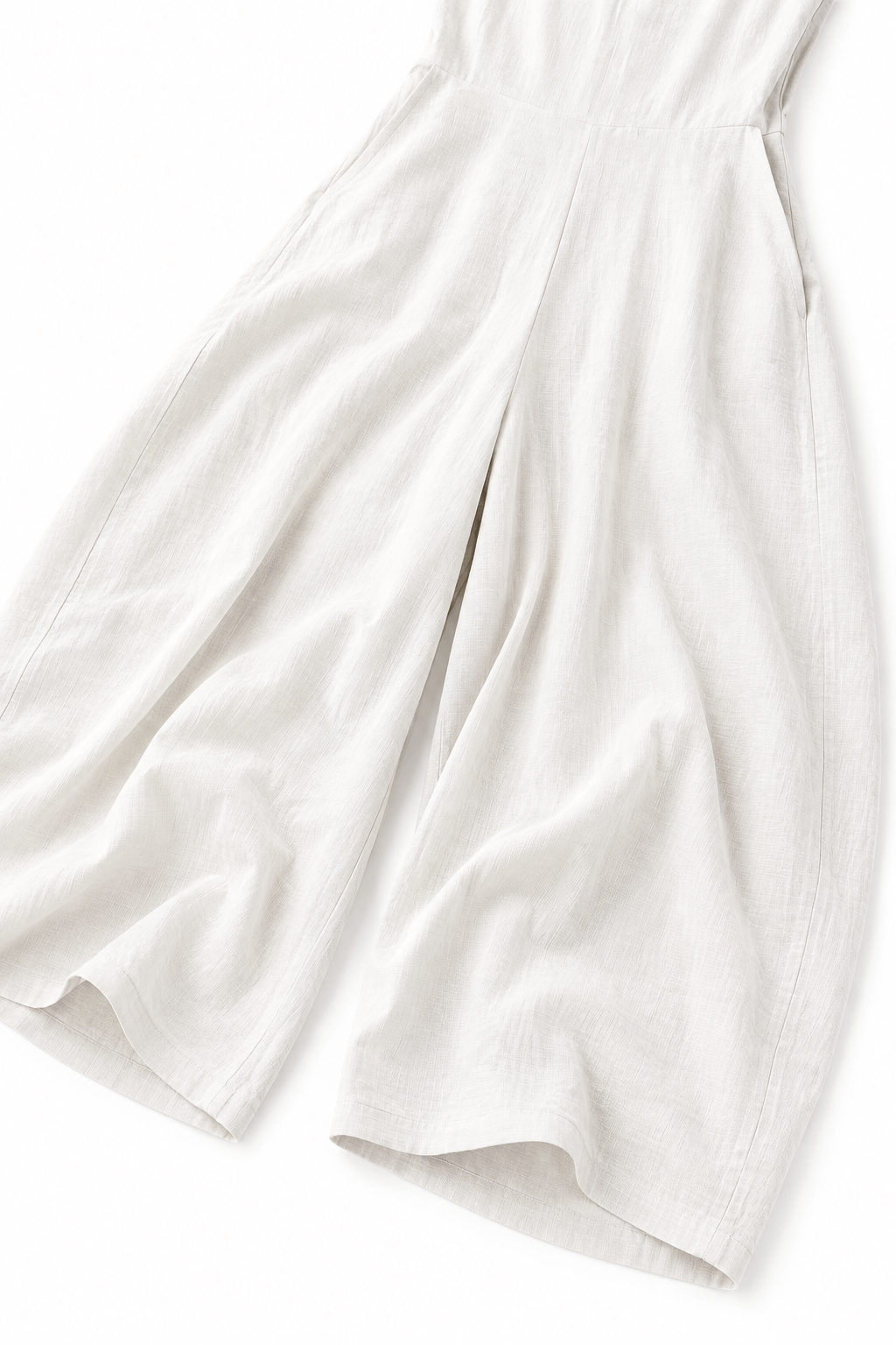 Women's Wide-Leg V-Neck Linen-Look Jumpsuit with Pockets