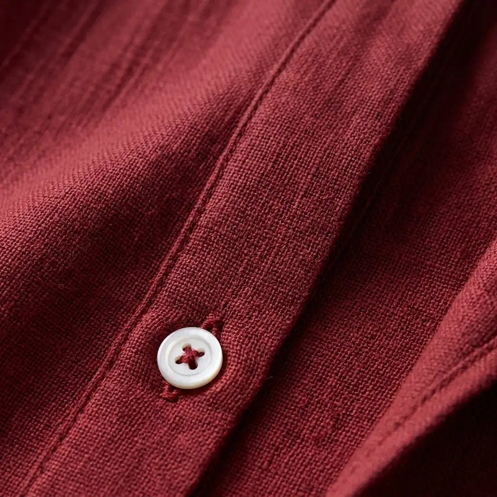 Women's Short Sleeve Linen Button-Up Top with Chest Pocket