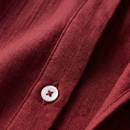 Women's Short Sleeve Linen Button-Up Top with Chest Pocket