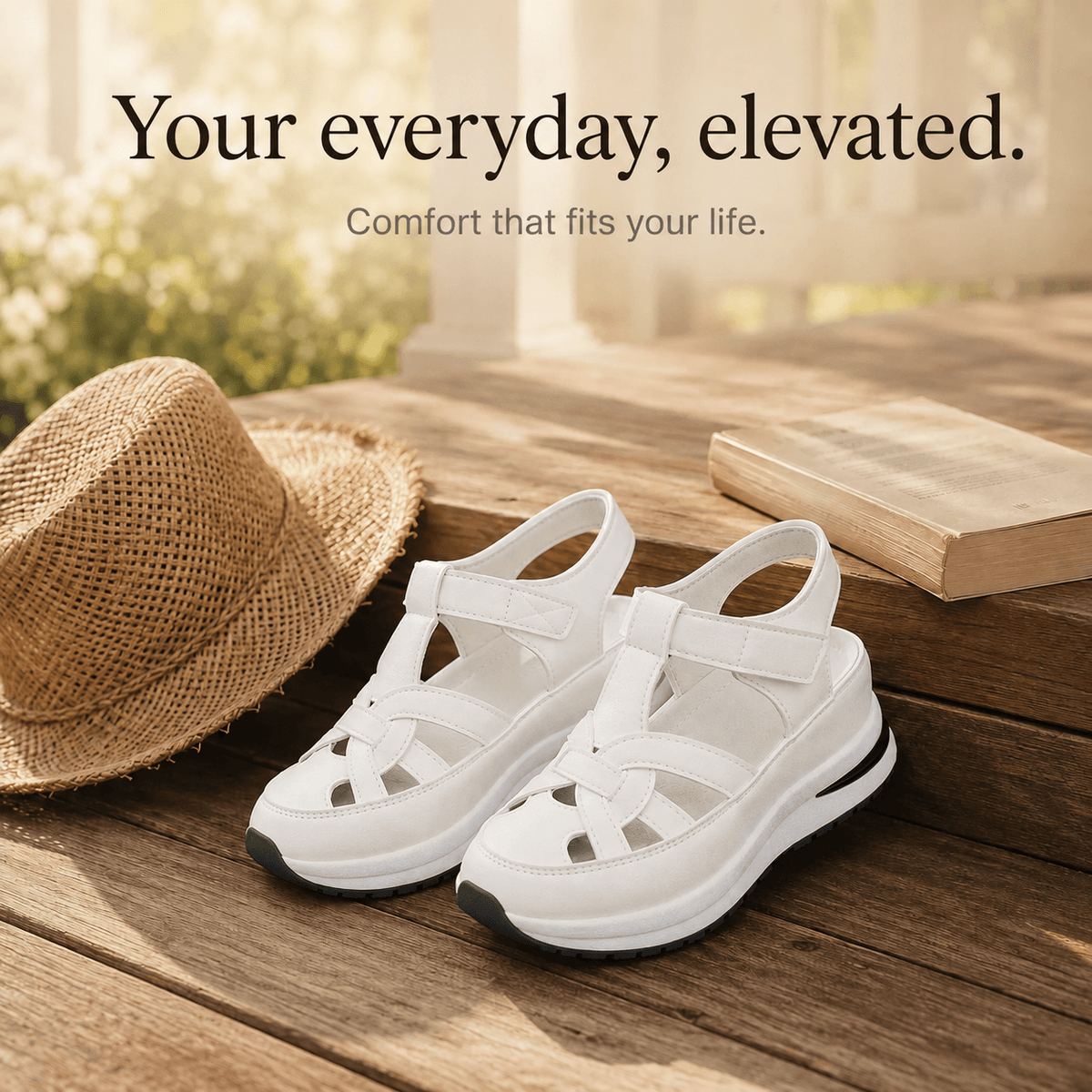 Women's Cushioned Platform Sandals with Adjustable Cage Strap