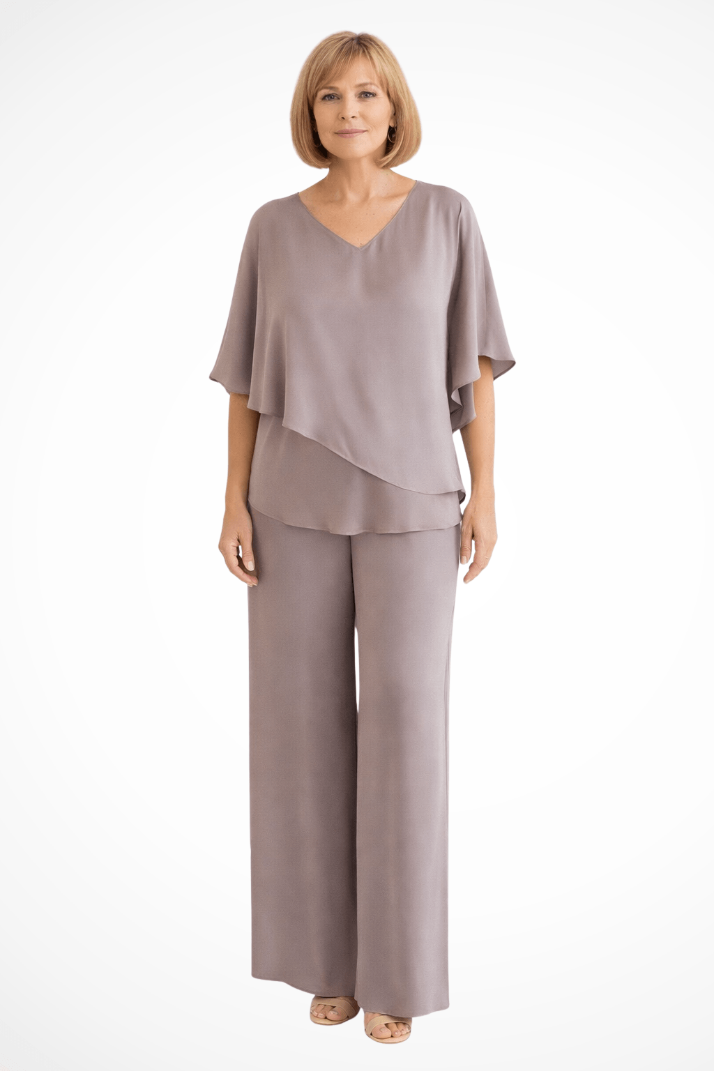 Hannah Sullivan Flowy Chiffon Blouse and Wide-Leg Pants Co-ord Set