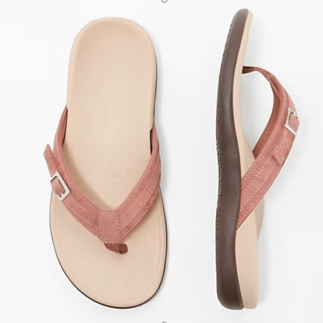 Daryl Orthopedic Thong Sandals with Contoured Arch Support and Buckle Strap