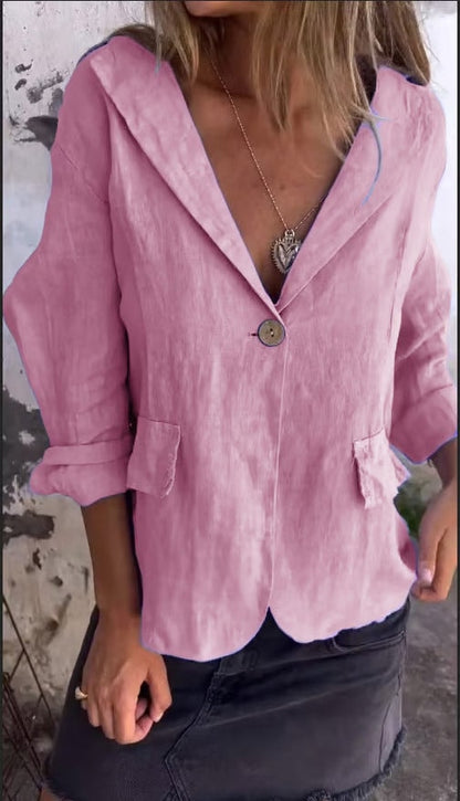 Elise Women's Linen Notch-Lapel Tailored Jacket