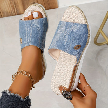Marina Beckett Woven Espadrille Platform Wedge Sandals with Open Toe