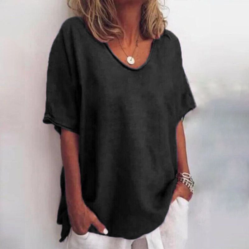 Lyra Women's Loose-Fit Short Sleeve Blouse Top