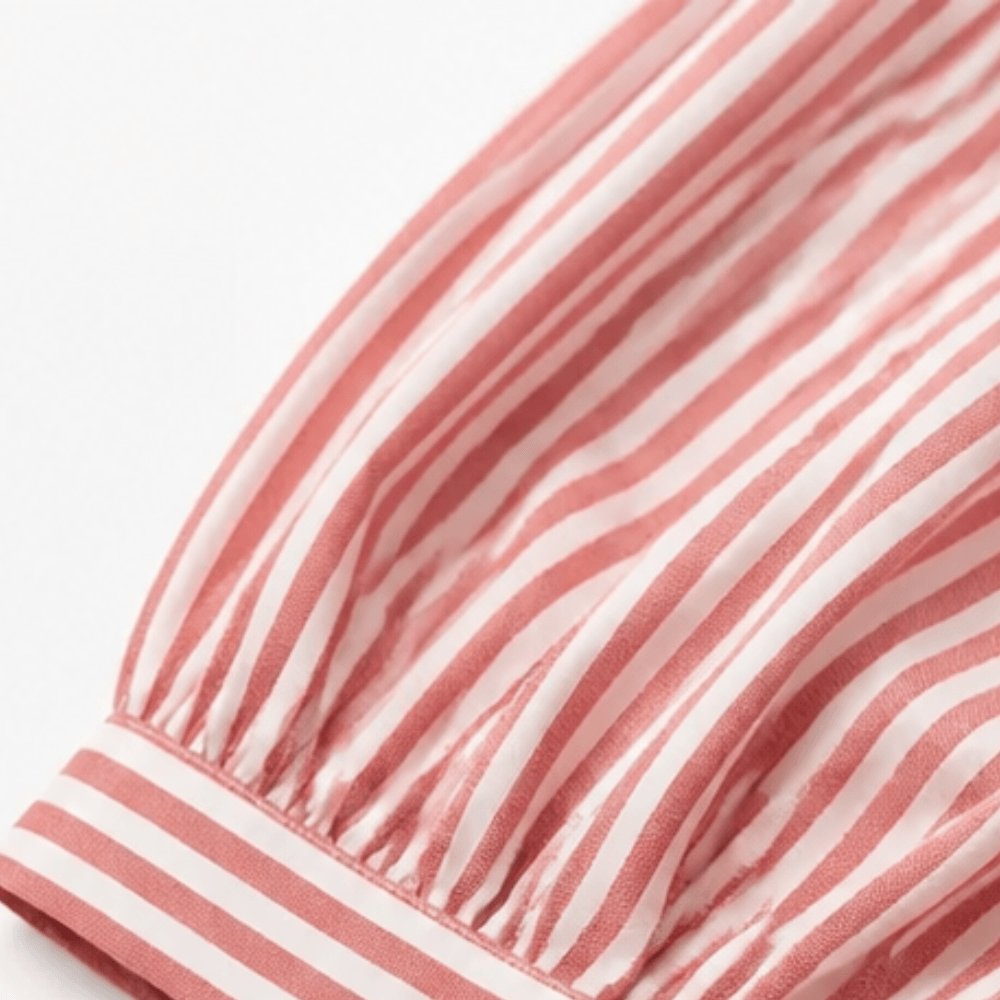 Solène Striped Sailor Collar Top with Puff Sleeves for Women