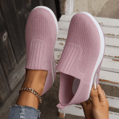 Orthopedic Wedge Slip-On Sneakers with Stretch Mesh Upper and Air Cushion Sole