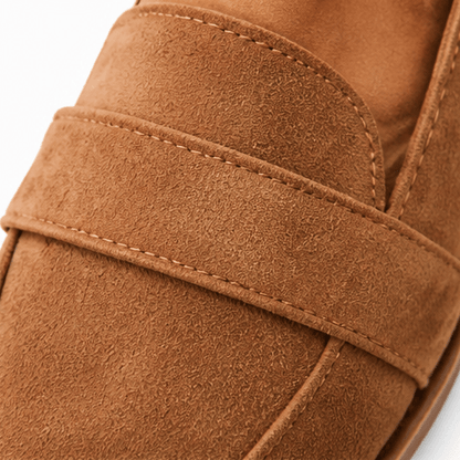 Women's Suede-Look Pointed-Toe Loafers with Cushioned Footbed