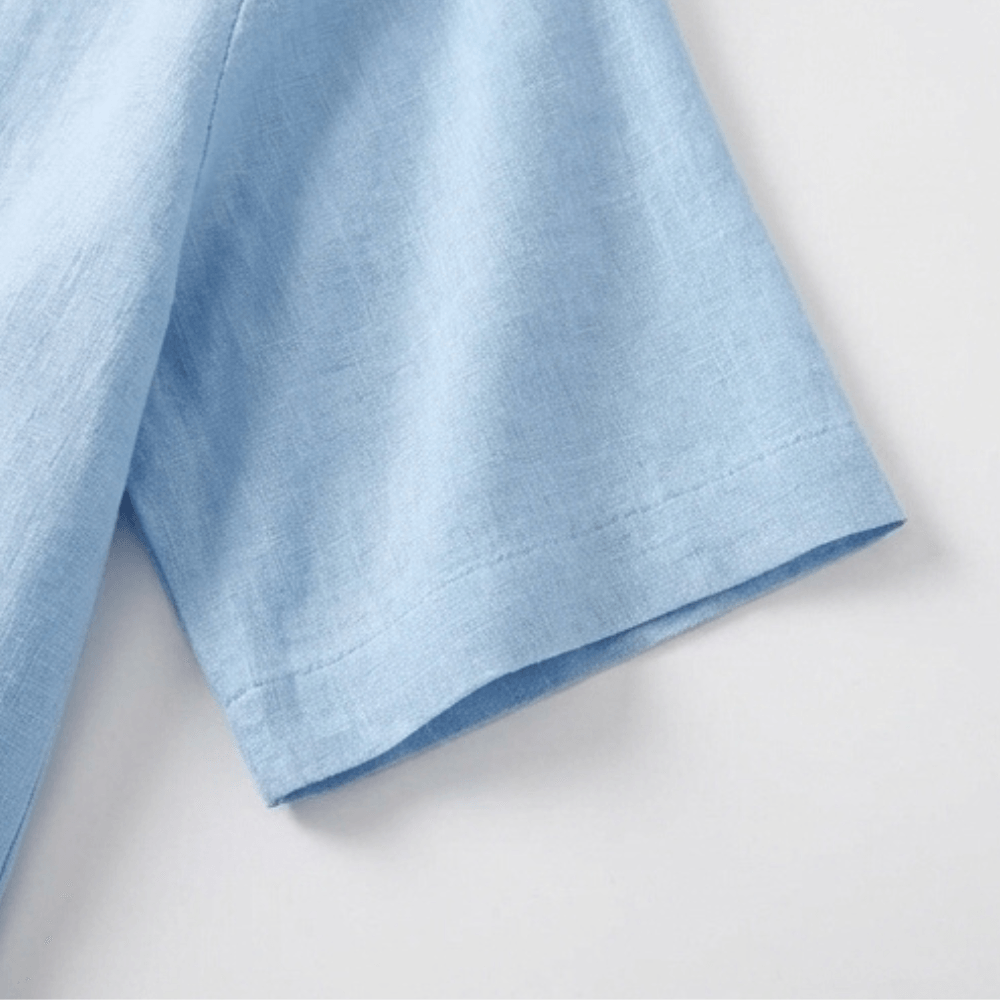 Women's V-Neck Linen-Look Top and Shorts Two Piece Set
