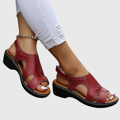 Celeste Comfortable Slingback Wedge Sandals with Cut-Out Detail and Adjustable Strap