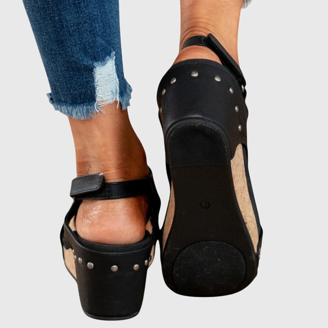 Adela Women's Cushioned Wedge Sandals with Buckle Closure
