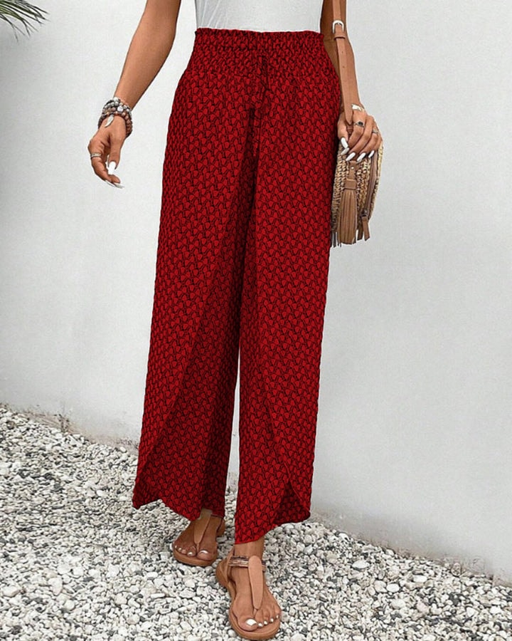 Vera Elastic-Waist Wide-Leg Linen Pants for Women