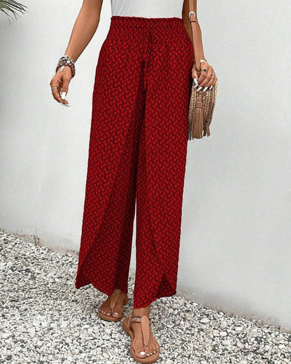 Vera Elastic-Waist Wide-Leg Linen Pants for Women