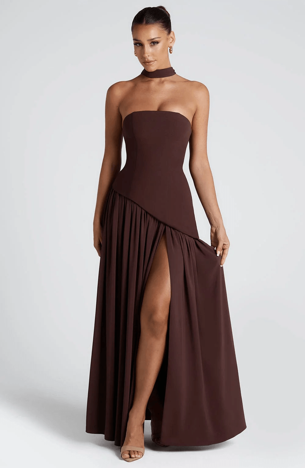 Strapless Split Formal Christmas Dress for Cocktail Evening Maxi Occasions