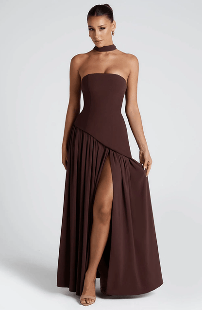 Strapless Split Formal Christmas Dress for Cocktail Evening Maxi Occasions