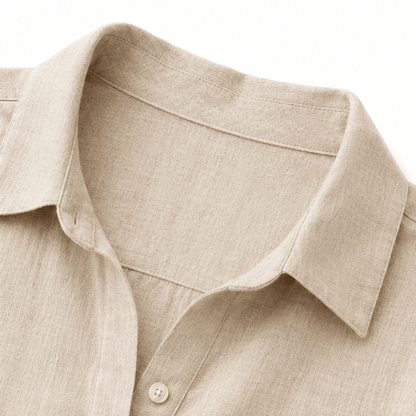 Lunavia Oversized Linen-Look Midi Summer Shirt Dress with Short Sleeves