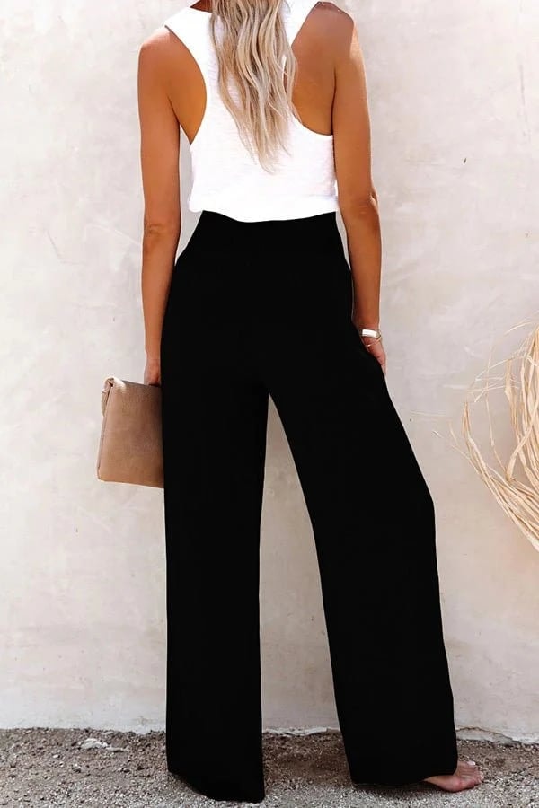 Sharon High-Waisted Linen Wide-Leg Tailored Pants for Women