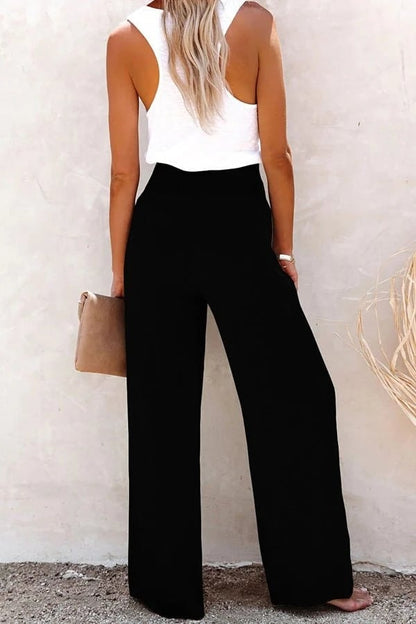 Sharon High-Waisted Linen Wide-Leg Tailored Pants for Women