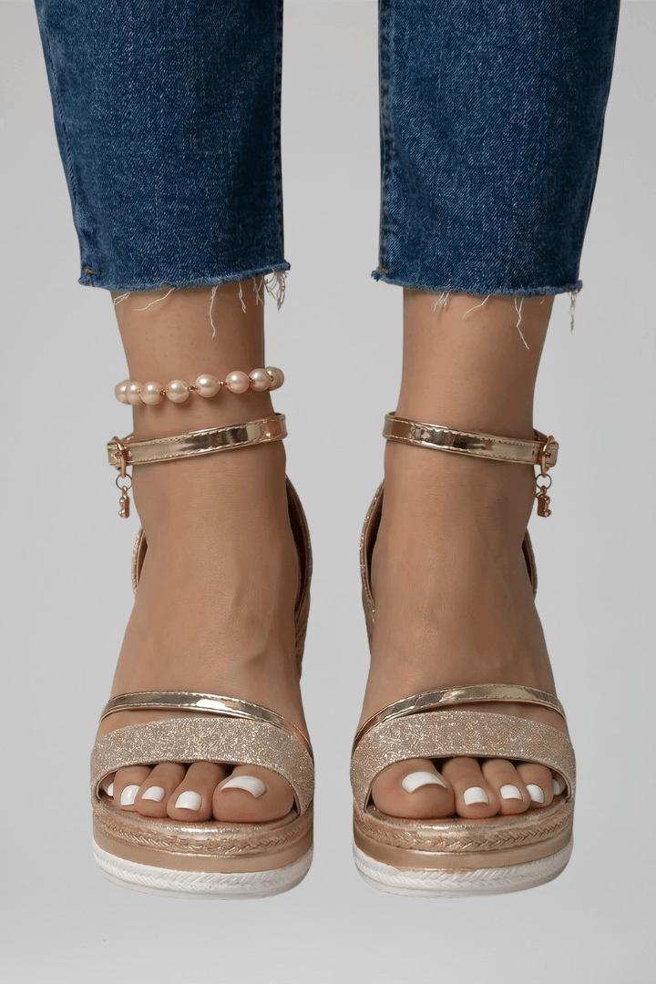 Women's Cushioned Wedge Sandals with Ankle Strap and Platform Sole