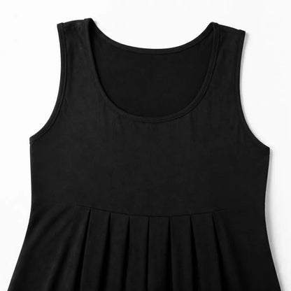 Solelia Pleated Empire-Waist Sleeveless Polyester Midi Dress for Women