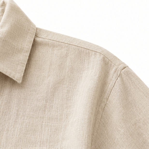 Lunavia Oversized Linen-Look Midi Summer Shirt Dress with Short Sleeves