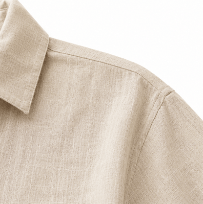 Lunavia Oversized Linen-Look Midi Summer Shirt Dress with Short Sleeves