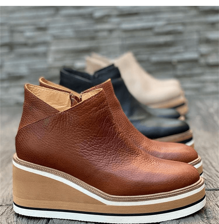Madeline Rossi Platform Ankle Boots with Side Zip for Women