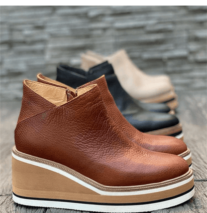 Madeline Rossi Platform Ankle Boots with Side Zip for Women