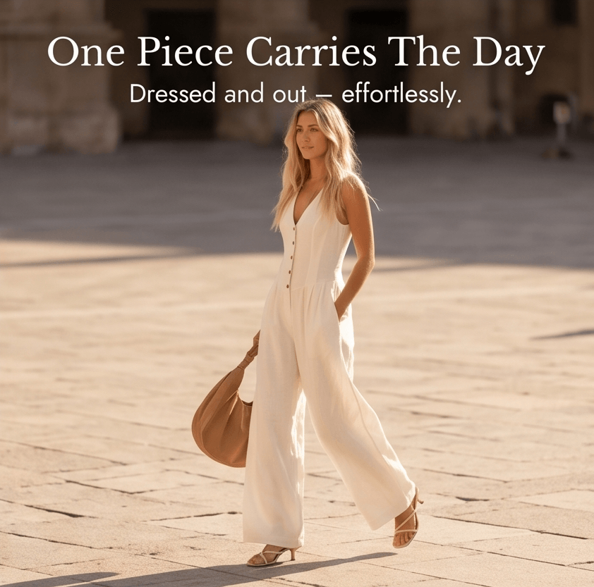 Lunavia Women's Button-Front Wide-Leg Jumpsuit with Pockets
