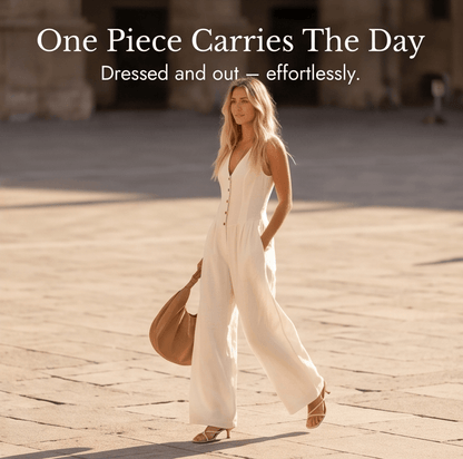 Lunavia Women's Button-Front Wide-Leg Jumpsuit with Pockets