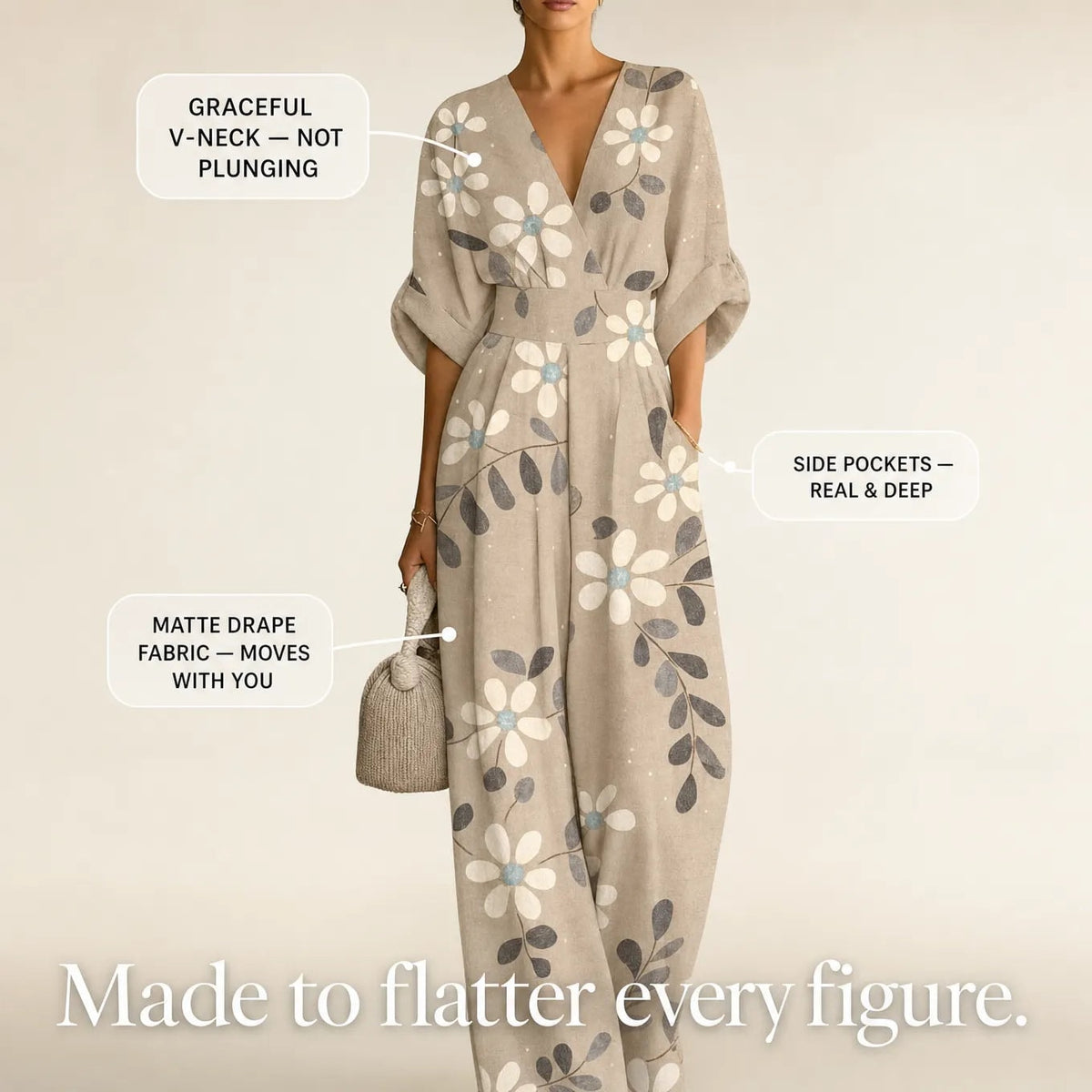 Solene Floral Print Wide-Leg Jumpsuit with Cinched Waist for Women
