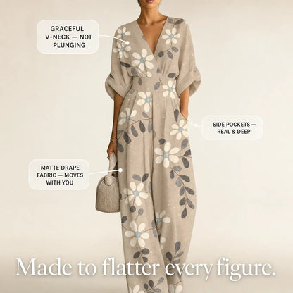 Solene Floral Print Wide-Leg Jumpsuit with Cinched Waist for Women