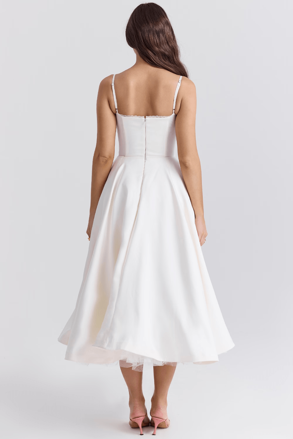Vanna Satin Corset Midi Dress for Women's Christmas Party