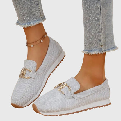 Lili Women's Slip-On Textile Sneakers with Cushioned Sole and Bit-Buckle Detail