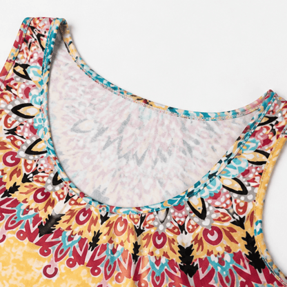 Women's Sleeveless A-Line Mandala Print Summer Dress with Scoop Neck