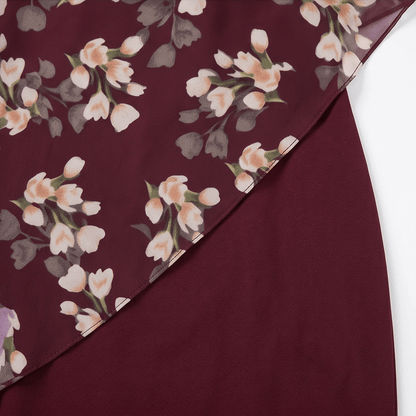 Florevia Floral Chiffon Cape Overlay Women's Midi Dress