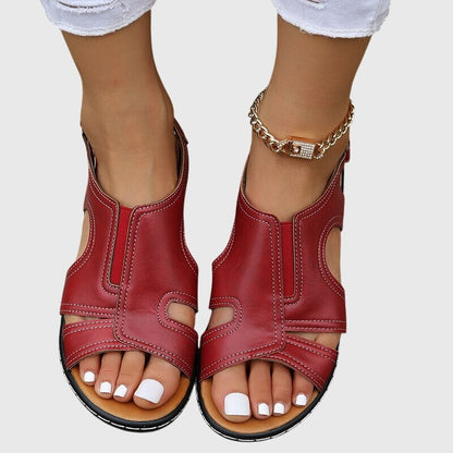 Celeste Comfortable Slingback Wedge Sandals with Cut-Out Detail and Adjustable Strap