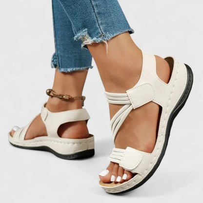 Delvaine Orthopedic Wedge Sandals with Open Toe and Adjustable Elastic Straps
