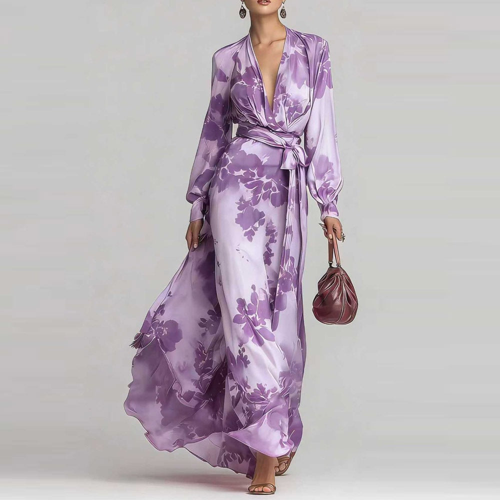Aurora Sinclair Floral Chiffon Wrap Maxi Dress for Women