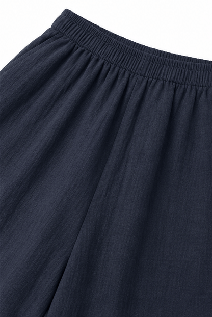 Women's Linen Shirt and Wide-Leg Tailored Trouser Two-Piece Set