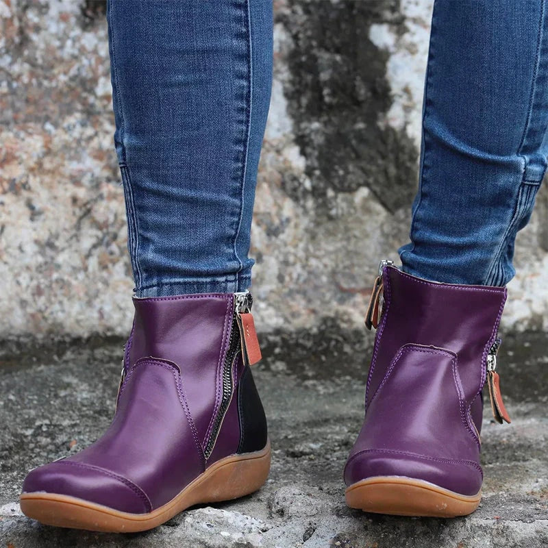 Comfort Ankle Boots with Arch Support Zip Closure