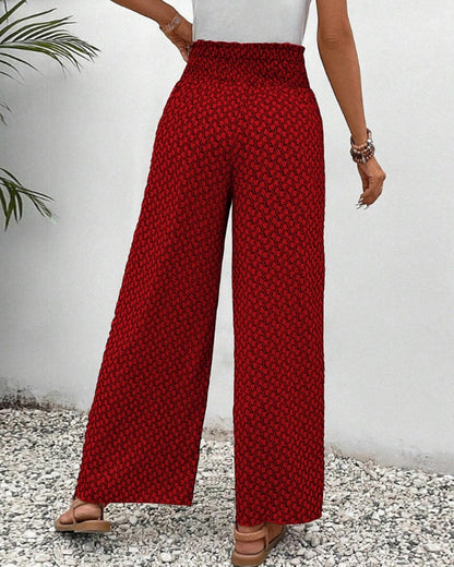 Vera Elastic-Waist Wide-Leg Linen Pants for Women