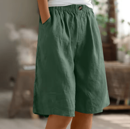 Renee Tailored Linen Shorts with Elasticated Pleated Waist