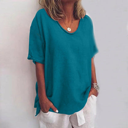 Lyra Women's Loose-Fit Short Sleeve Blouse Top