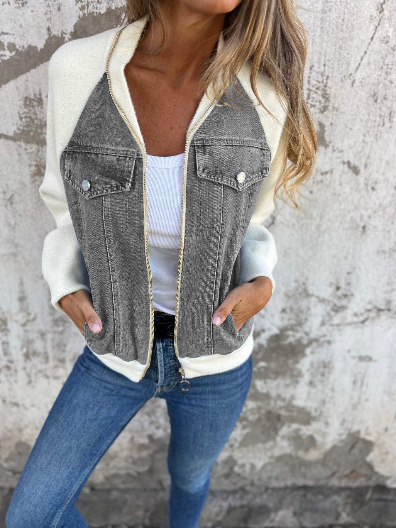 Olivia - Modern Jacket with Denim Fabric