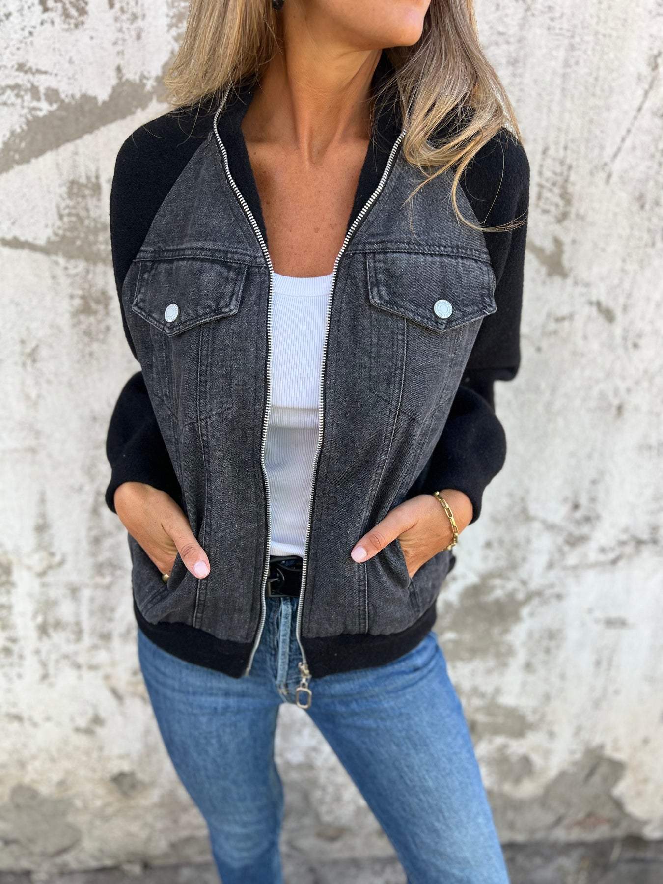 Olivia - Modern Jacket with Denim Fabric