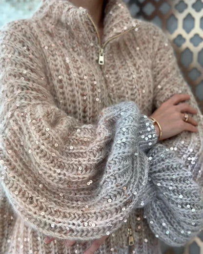 Gracie - Elegant, Glittering Silk Cardigan Sweater